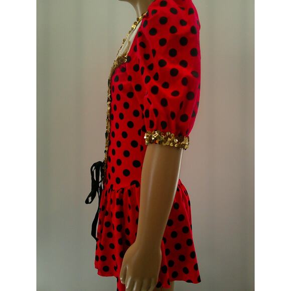Dance Costume medium Child Red Gallery Jazz Tap Musical Polka Dots Sequin - Picture 5 of 9